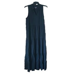 NWT Vince Camuto Rayon Maxi Dress Sleeveless Tiered V-Neck Pockets - L